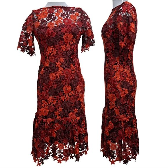 Anthropologie Eva Franco Brigitte Floral Lace Embroidered Crochet Midi Dress 0 - Picture 1 of 16